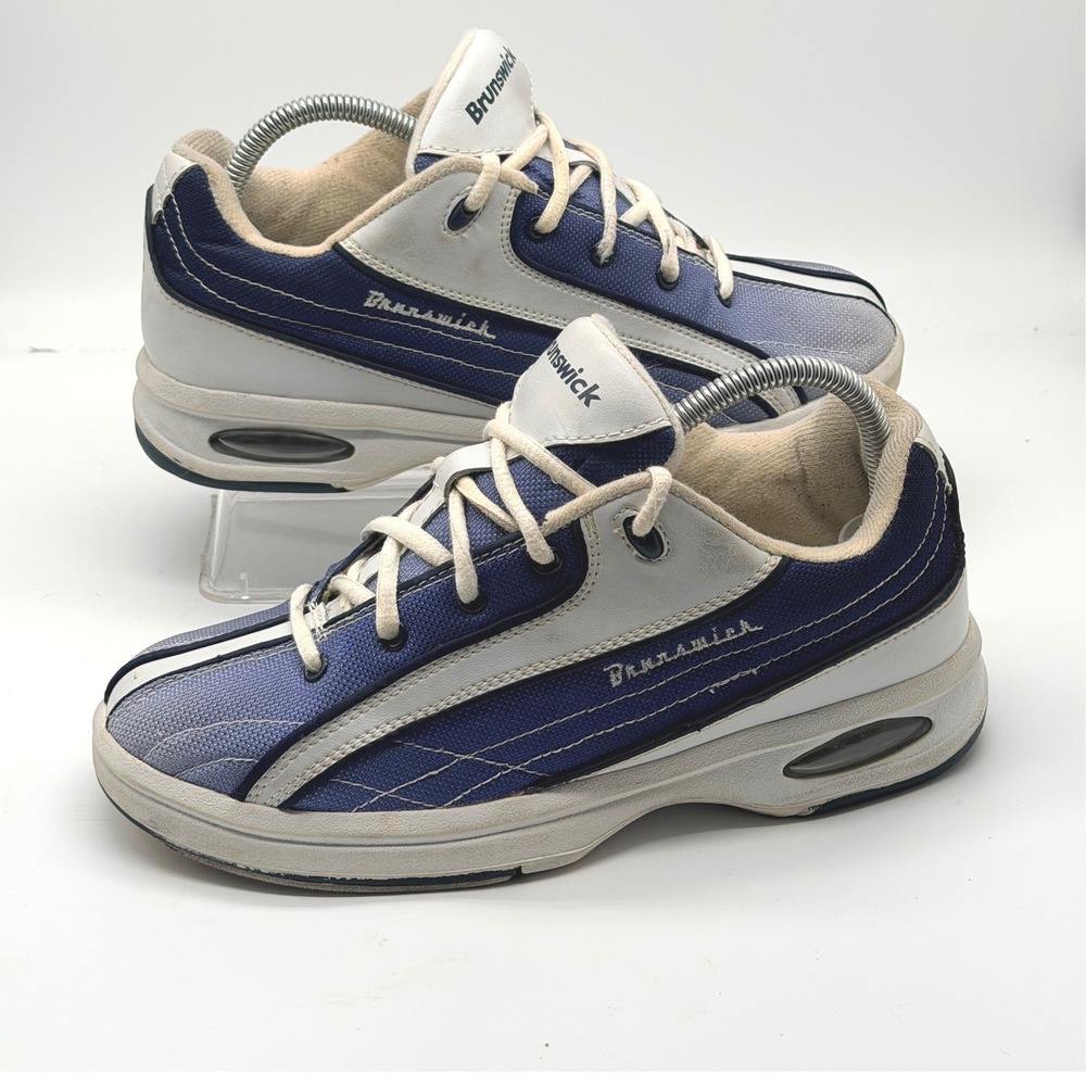 Brunswick Bloom Women's Bowling Shoes Size 9.5 White Navy K536-8 Lace Up